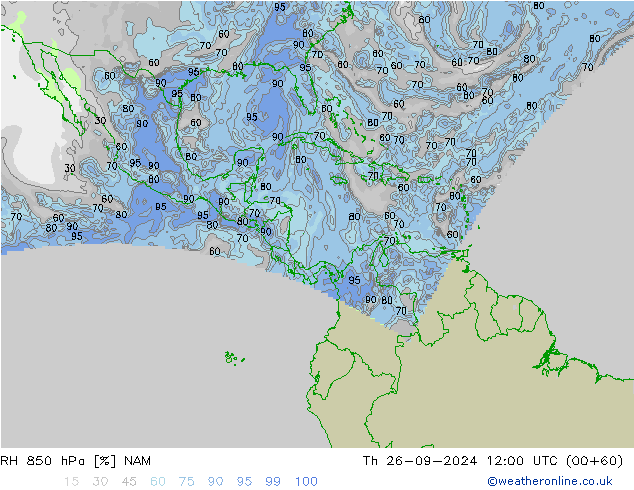 850 hPa Nispi Nem NAM Per 26.09.2024 12 UTC