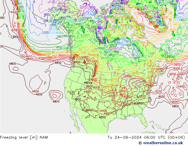 Isotherme 0° NAM mar 24.09.2024 06 UTC