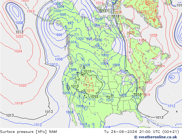 pression de l'air NAM mar 24.09.2024 21 UTC