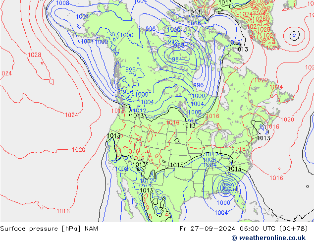 Luchtdruk (Grond) NAM vr 27.09.2024 06 UTC