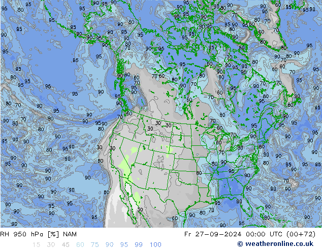 RH 950 hPa NAM Fr 27.09.2024 00 UTC