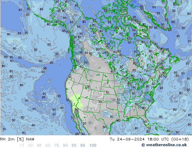 RH 2m NAM вт 24.09.2024 18 UTC