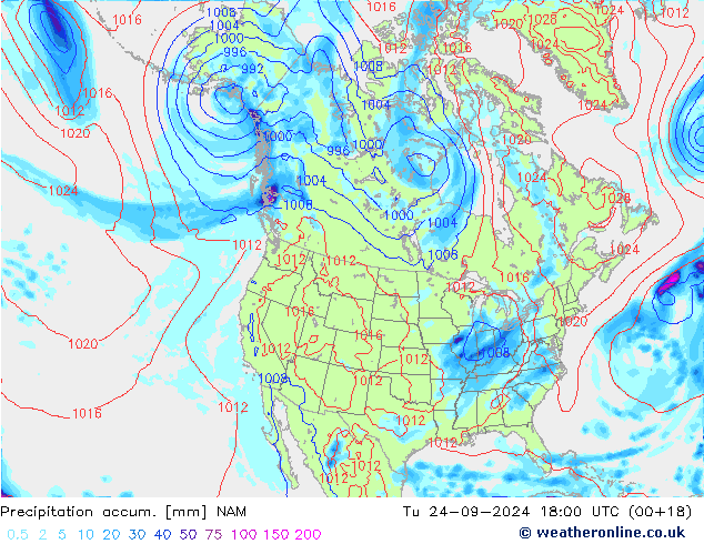 Precipitation accum. NAM Tu 24.09.2024 18 UTC