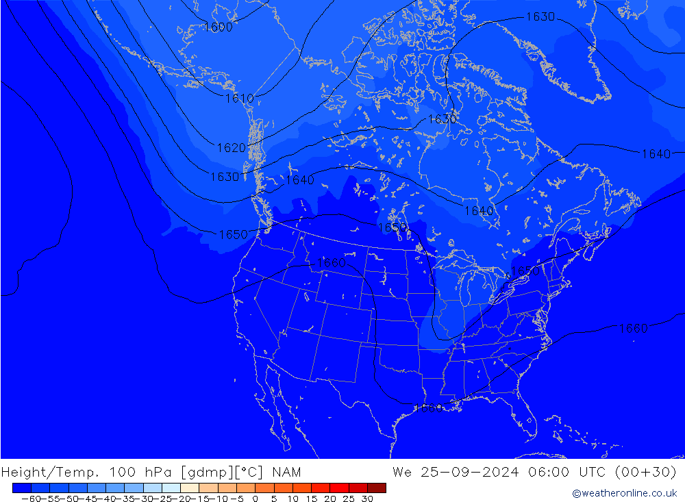 Height/Temp. 100 hPa NAM We 25.09.2024 06 UTC