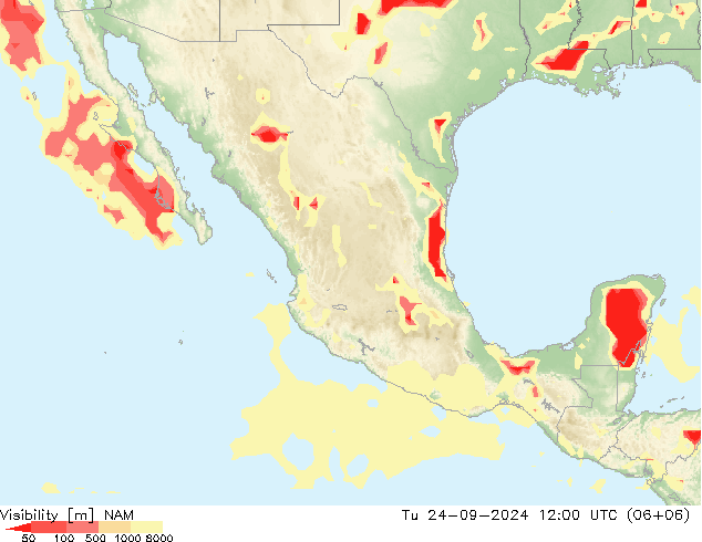 Visibility NAM Tu 24.09.2024 12 UTC