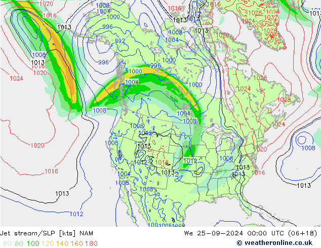 Polarjet/Bodendruck NAM Mi 25.09.2024 00 UTC