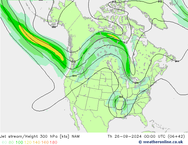 Jet stream/Height 300 hPa NAM Th 26.09.2024 00 UTC