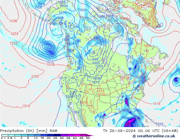 Nied. akkumuliert (6Std) NAM Do 26.09.2024 06 UTC