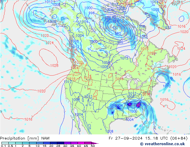 Precipitation NAM Fr 27.09.2024 18 UTC