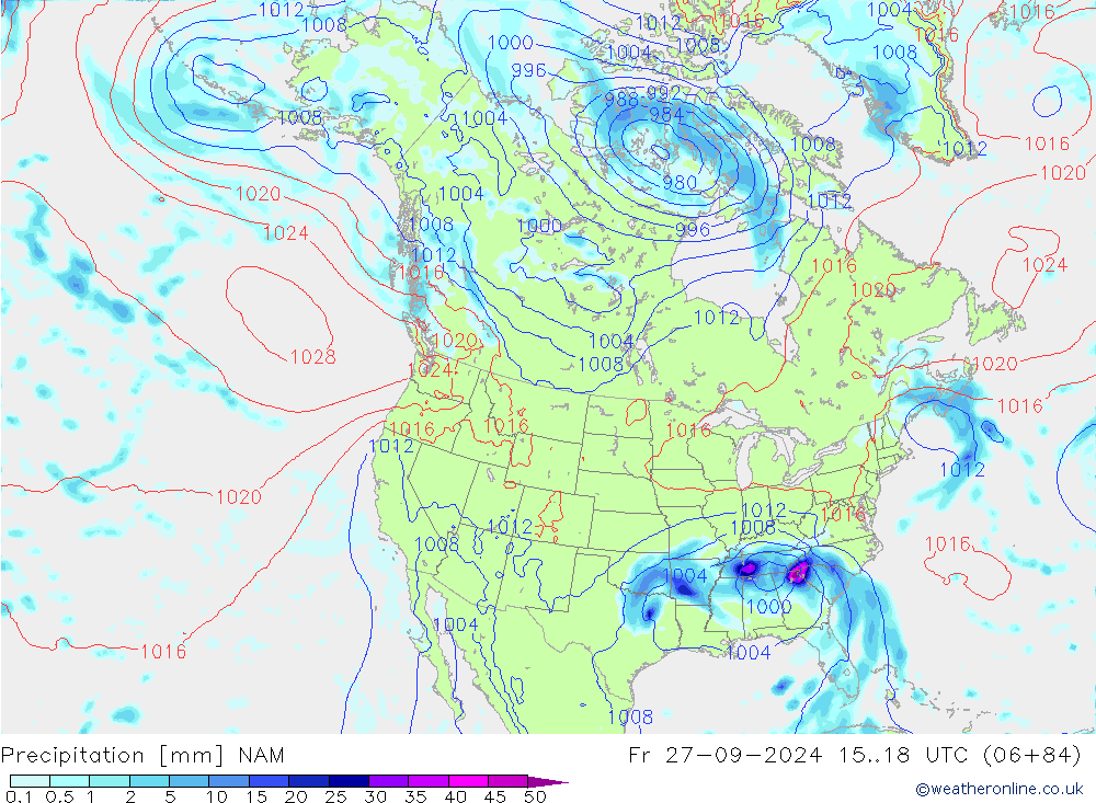 Precipitation NAM Fr 27.09.2024 18 UTC