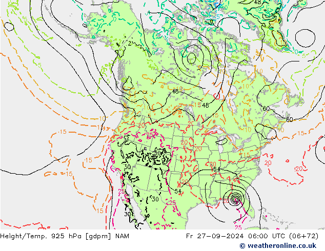 Height/Temp. 925 hPa NAM ven 27.09.2024 06 UTC