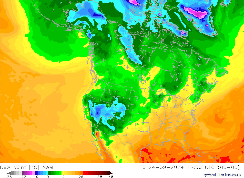 Dew point NAM Tu 24.09.2024 12 UTC