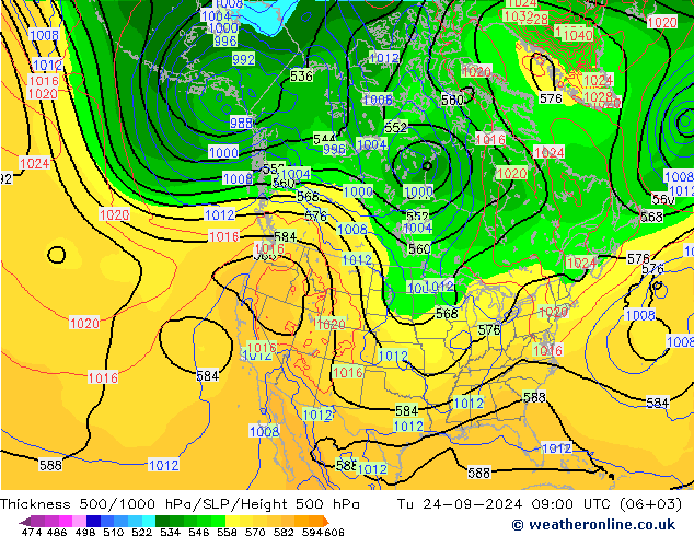 Thck 500-1000гПа NAM вт 24.09.2024 09 UTC