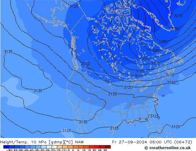 Height/Temp. 10 hPa NAM  27.09.2024 06 UTC