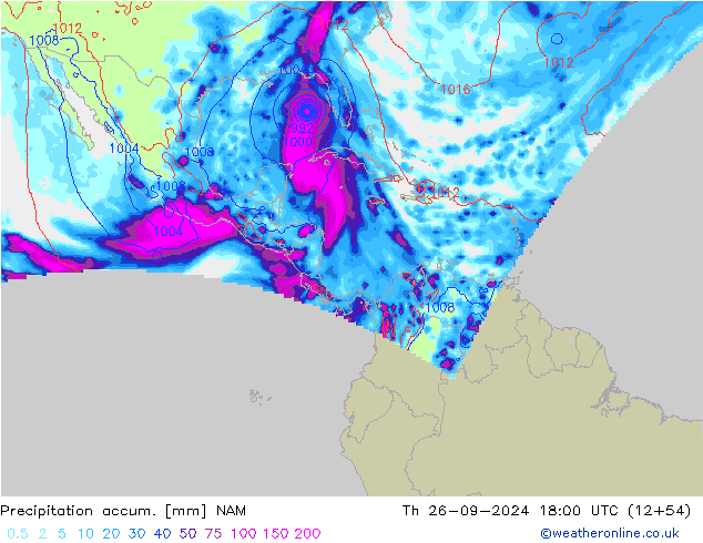 Precipitation accum. NAM gio 26.09.2024 18 UTC