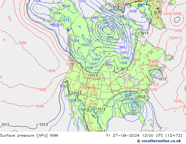 Luchtdruk (Grond) NAM vr 27.09.2024 12 UTC