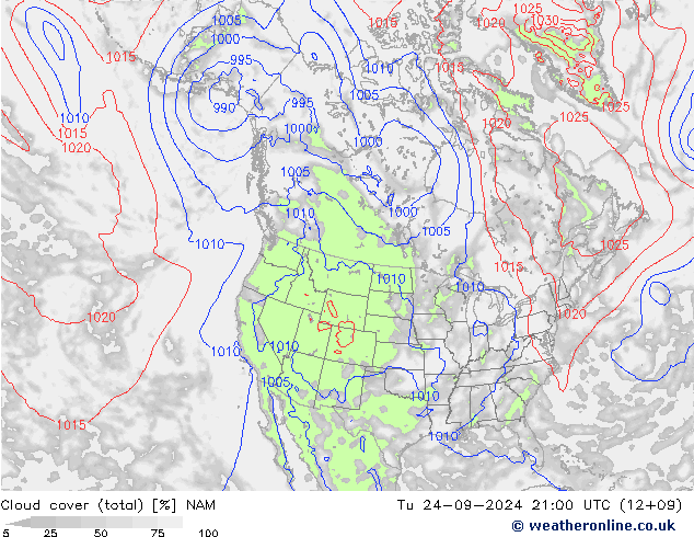 Bulutlar (toplam) NAM Sa 24.09.2024 21 UTC