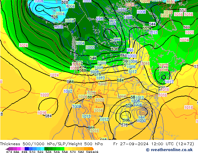 500-1000 hPa Kalınlığı NAM Cu 27.09.2024 12 UTC