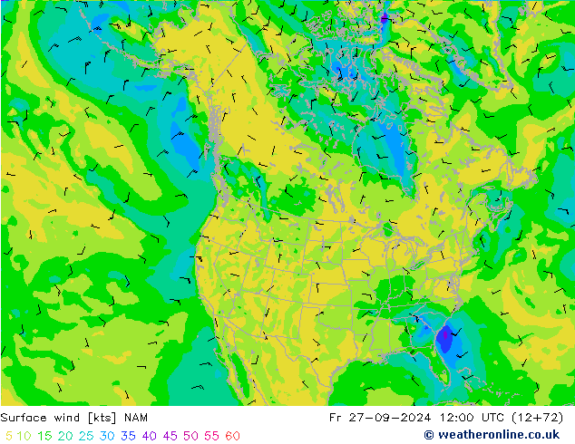 Surface wind NAM Fr 27.09.2024 12 UTC