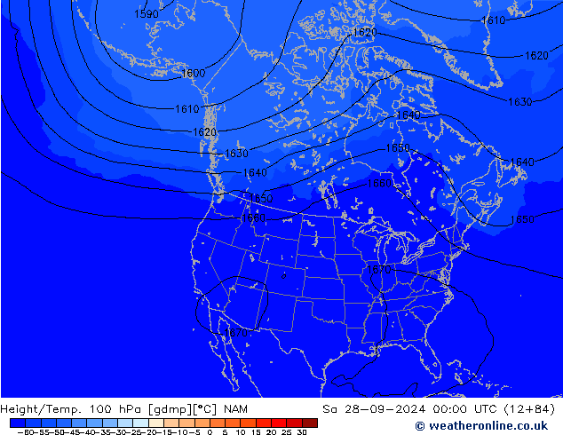 Yükseklik/Sıc. 100 hPa NAM Cts 28.09.2024 00 UTC