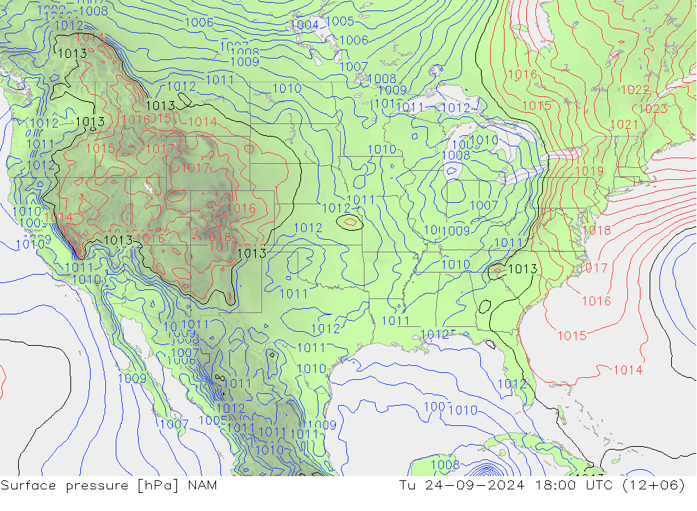 Surface pressure NAM Tu 24.09.2024 18 UTC