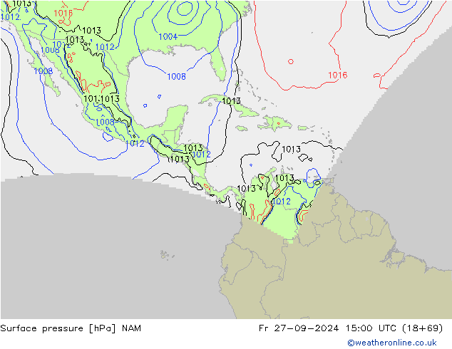 Surface pressure NAM Fr 27.09.2024 15 UTC