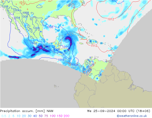 Precipitation accum. NAM  25.09.2024 00 UTC