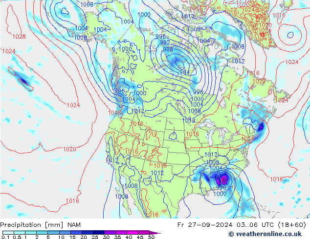 Precipitation NAM Fr 27.09.2024 06 UTC