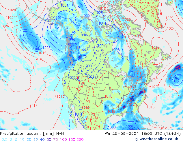 Nied. akkumuliert NAM Mi 25.09.2024 18 UTC