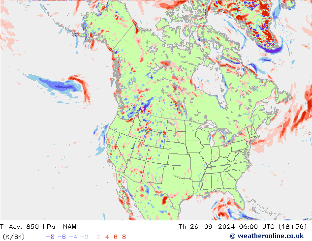 T-Adv. 850 hPa NAM  26.09.2024 06 UTC