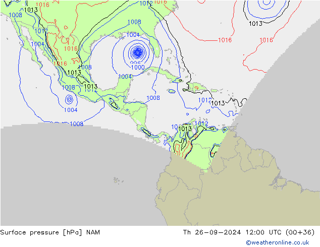 Surface pressure NAM Th 26.09.2024 12 UTC