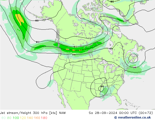 Jet stream/Height 300 hPa NAM Sa 28.09.2024 00 UTC