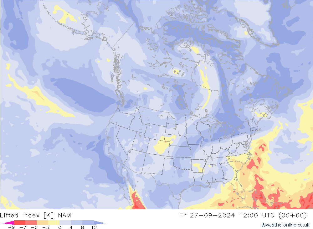 Indice de soulèvement NAM ven 27.09.2024 12 UTC