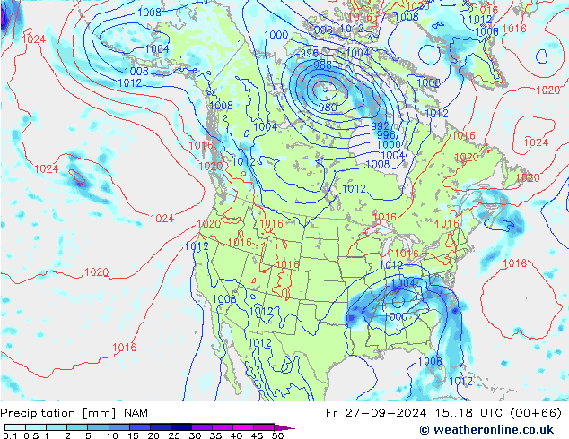 Precipitazione NAM ven 27.09.2024 18 UTC