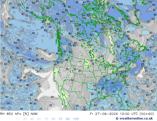 RH 850 гПа NAM пт 27.09.2024 12 UTC