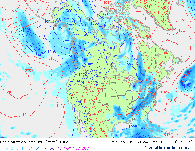 Precipitation accum. NAM St 25.09.2024 18 UTC