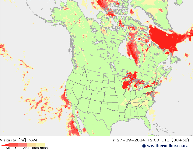 Visibility NAM Fr 27.09.2024 12 UTC