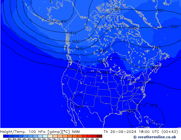 Height/Temp. 100 гПа NAM чт 26.09.2024 18 UTC