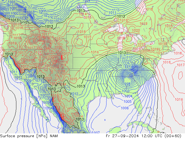 Atmosférický tlak NAM Pá 27.09.2024 12 UTC