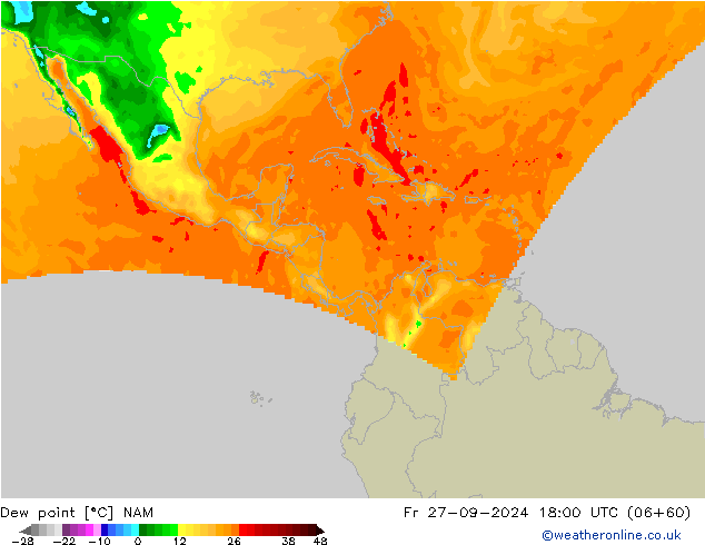 Punto de rocío NAM vie 27.09.2024 18 UTC