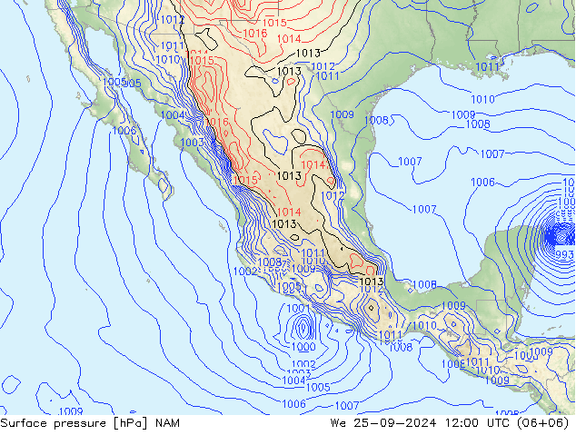 pression de l'air NAM mer 25.09.2024 12 UTC