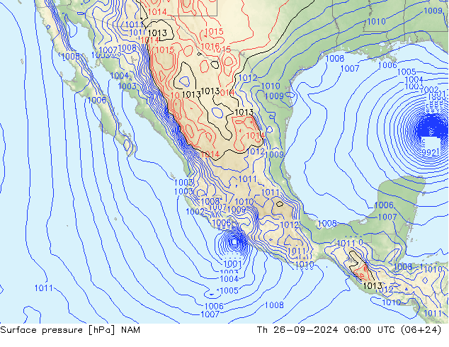 ciśnienie NAM czw. 26.09.2024 06 UTC