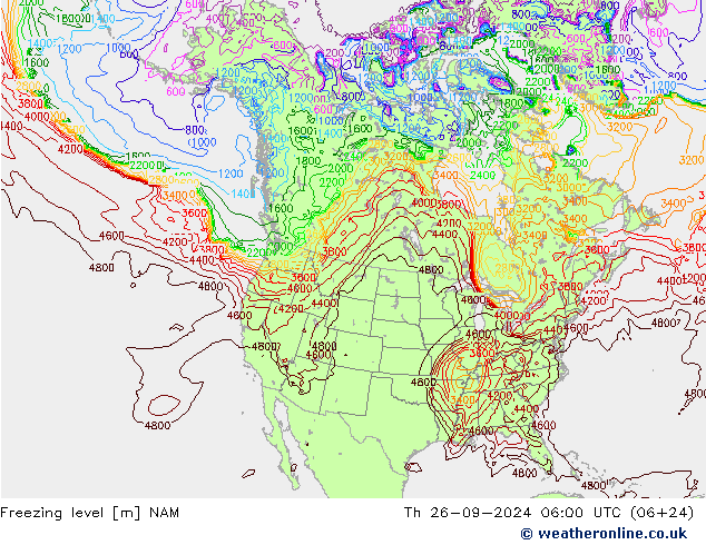 Freezing level NAM Th 26.09.2024 06 UTC