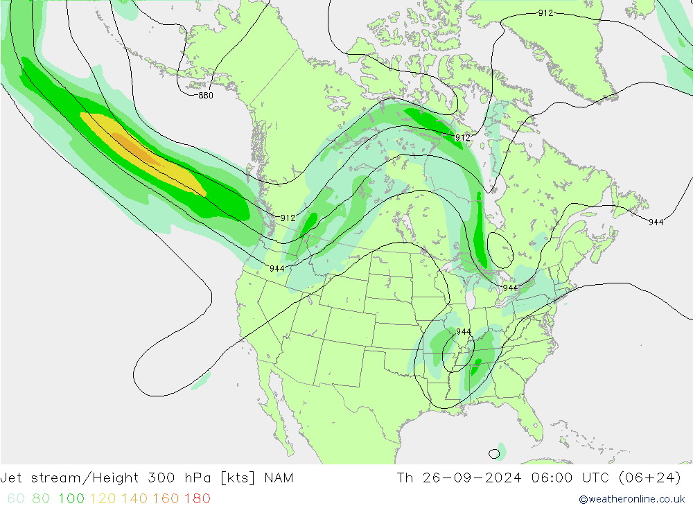 Jet stream/Height 300 hPa NAM Th 26.09.2024 06 UTC