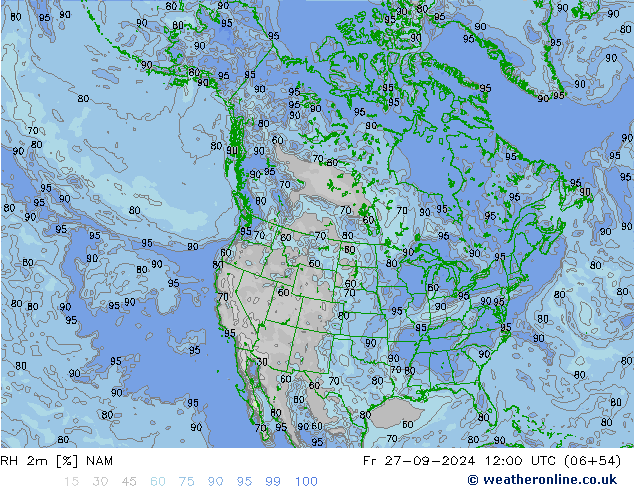 Humedad rel. 2m NAM vie 27.09.2024 12 UTC