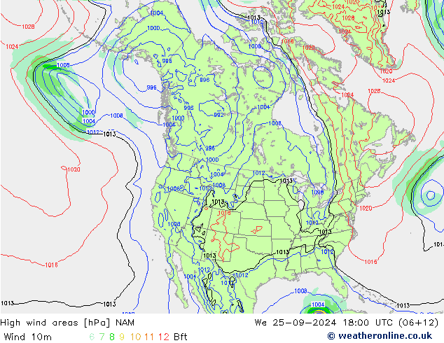 Windvelden NAM wo 25.09.2024 18 UTC