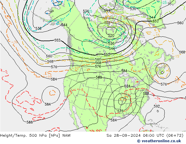 Geop./Temp. 500 hPa NAM sáb 28.09.2024 06 UTC