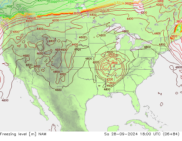 Freezing level NAM So 28.09.2024 18 UTC