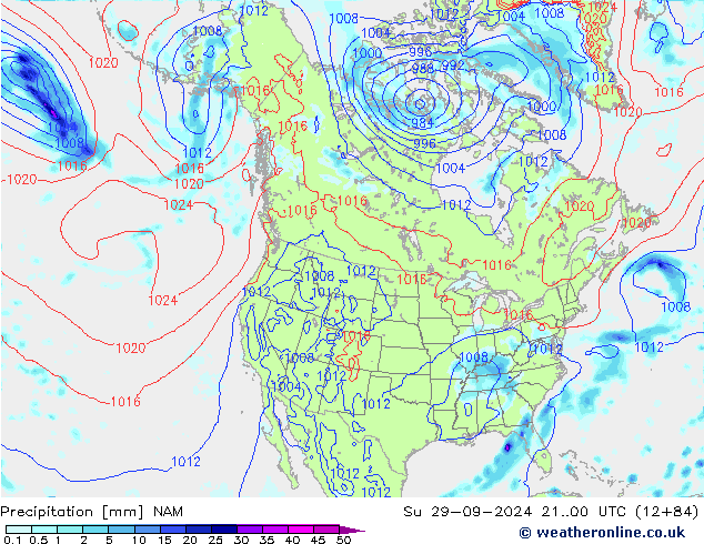 Precipitación NAM dom 29.09.2024 00 UTC