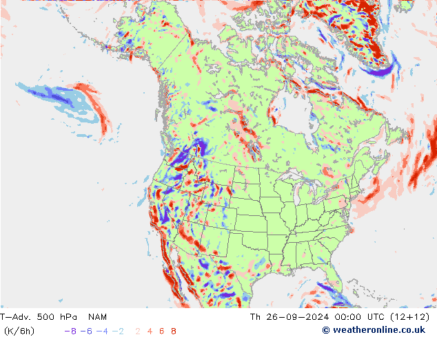 T-Adv. 500 hPa NAM Th 26.09.2024 00 UTC